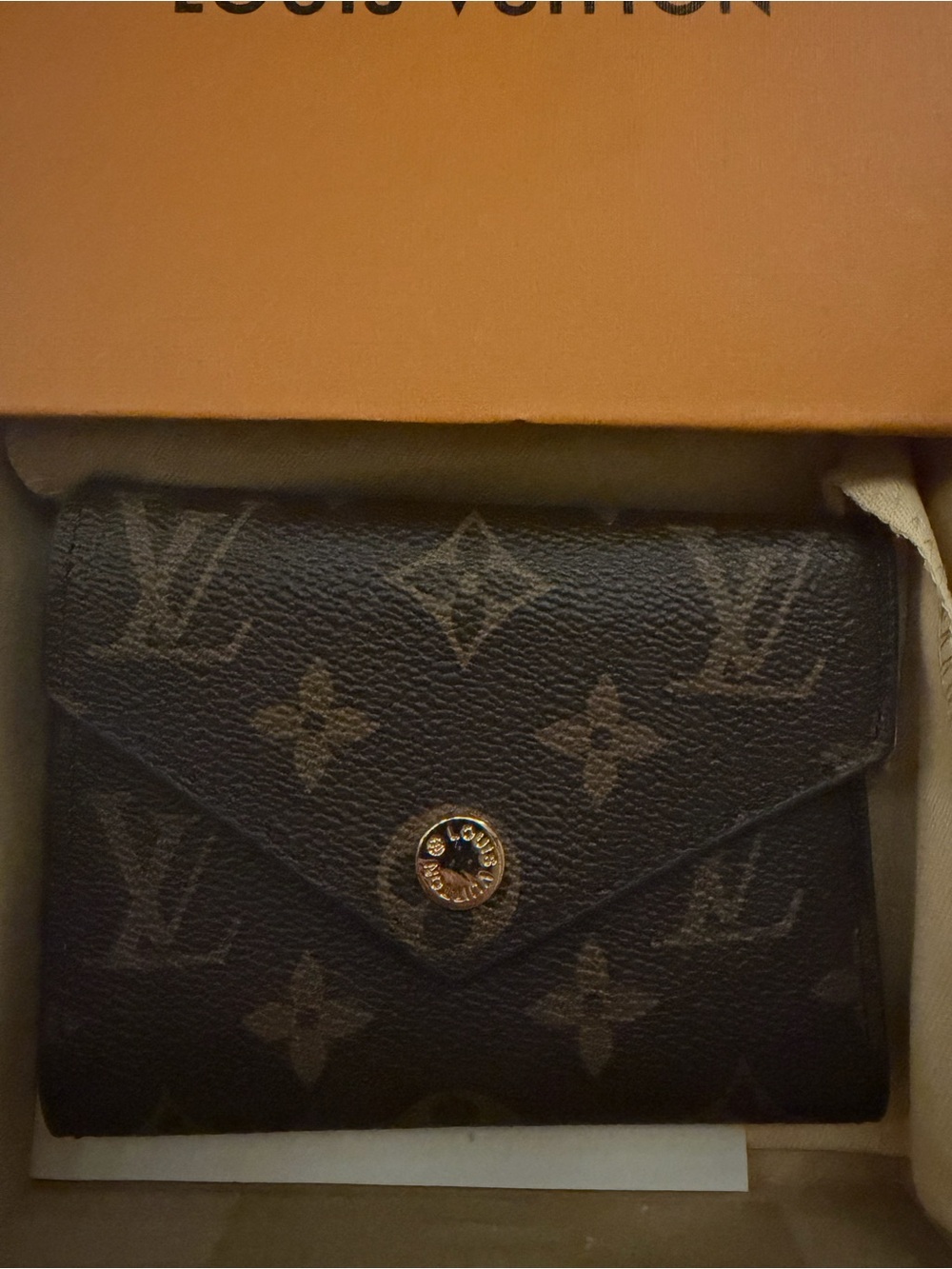Louis Vuitton Monogram Envelope Card Holder - Dark Brown with Gold Snap